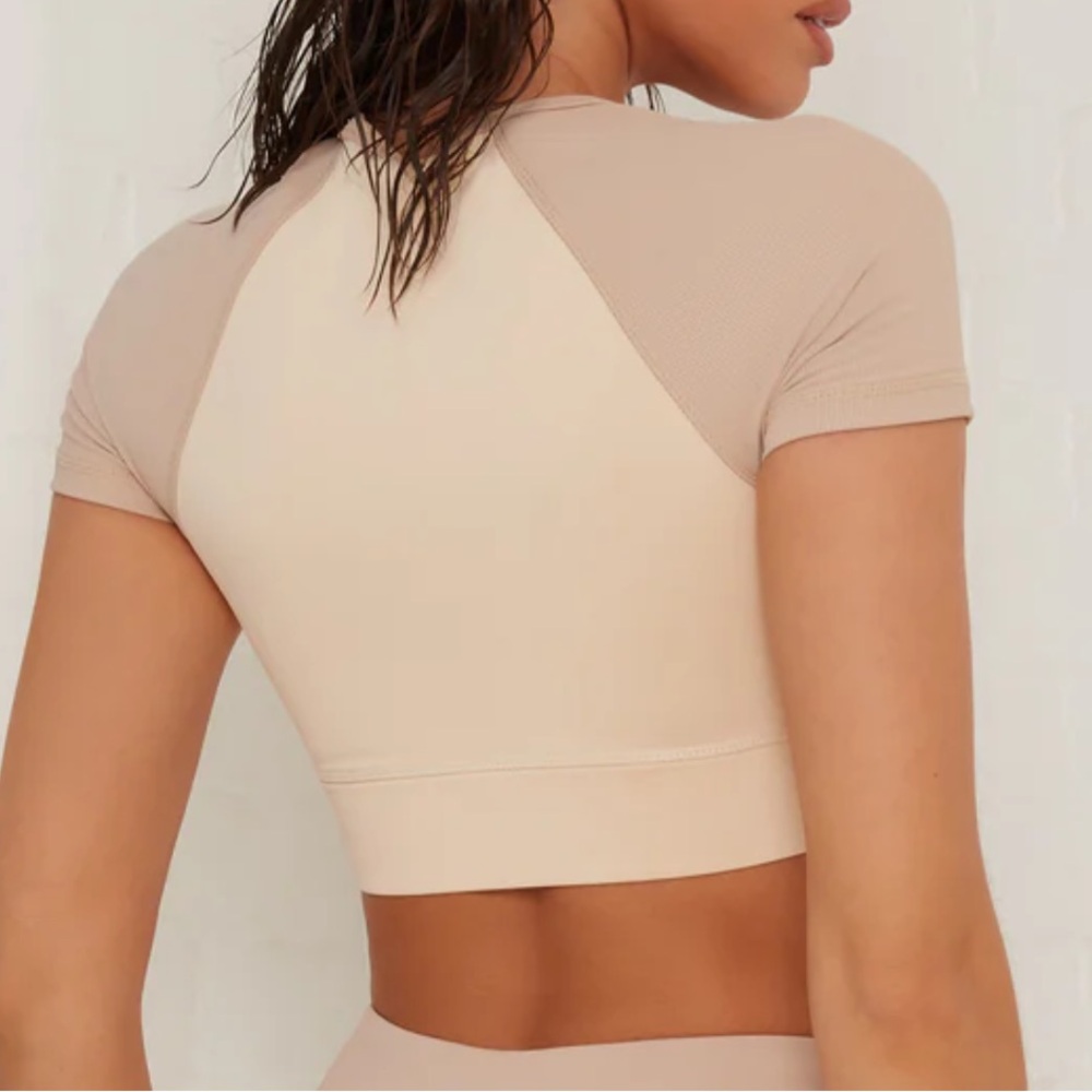 Oh Polly Bo+Tee Renew Sports Bra Top Size US 10 Cream Tan Crop - Picture 8 of 8